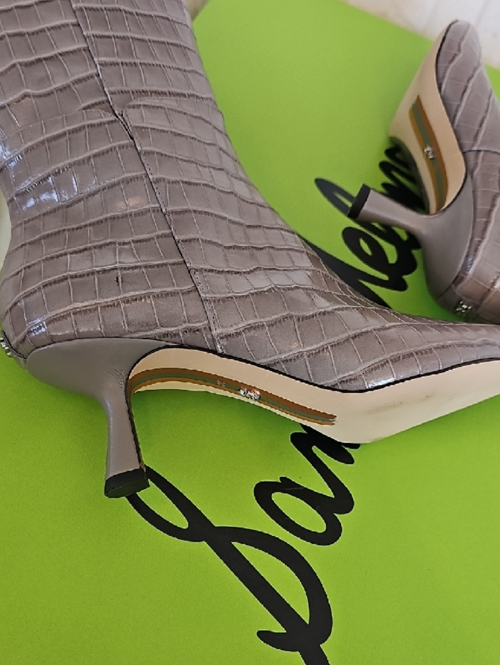 RARE - send me a reasonable offer!
Sam Edelman Croc-Embossed Boots - Gray - Picture 11 of 13
